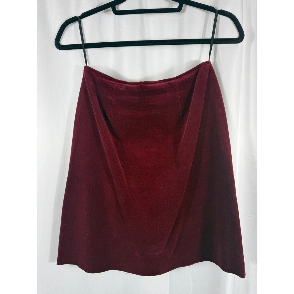Burgundy Velvet Mini‎ Skirt High Waisted Cocktail New Years Holiday Party